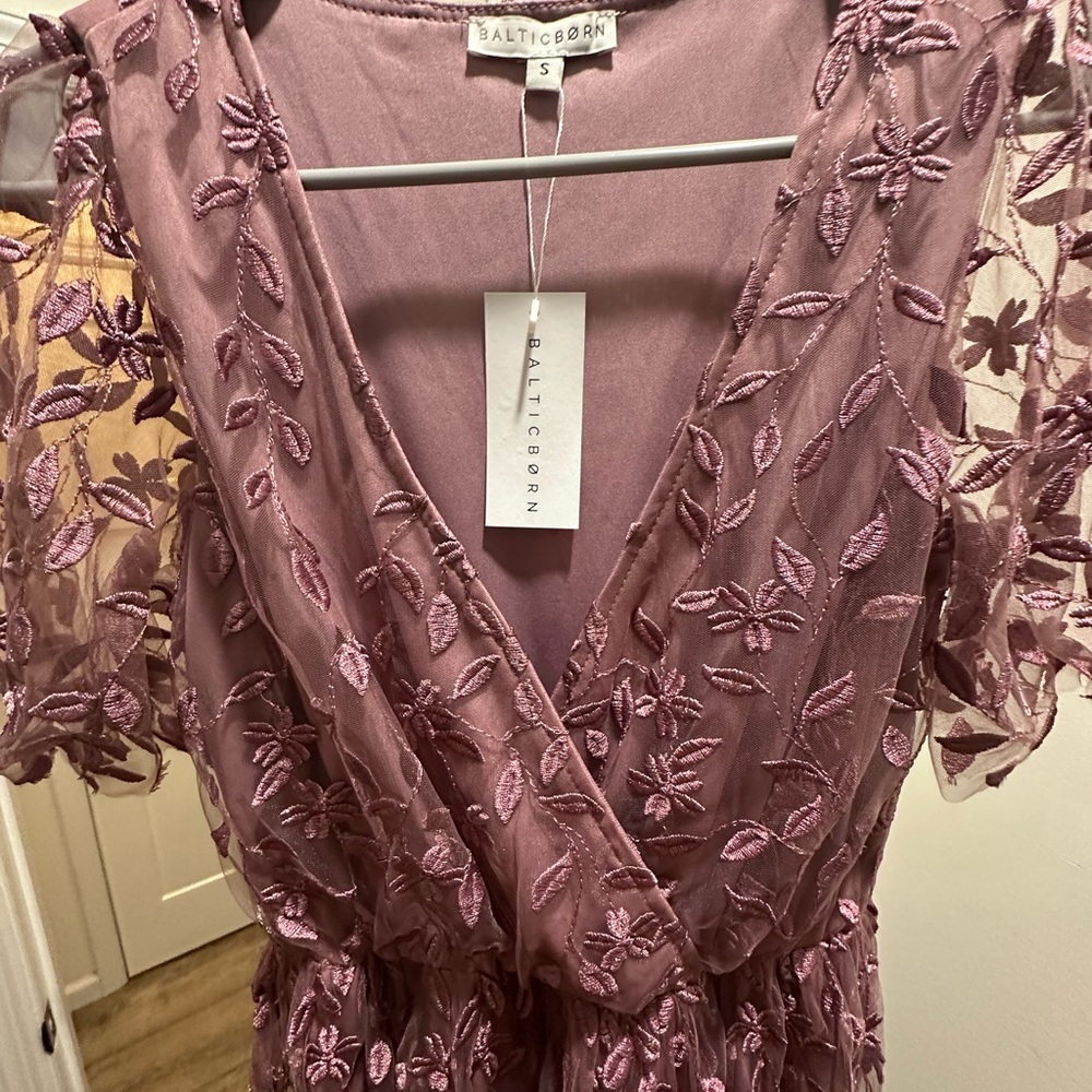 Baltic Born Mauve Floral Embroidered Gown